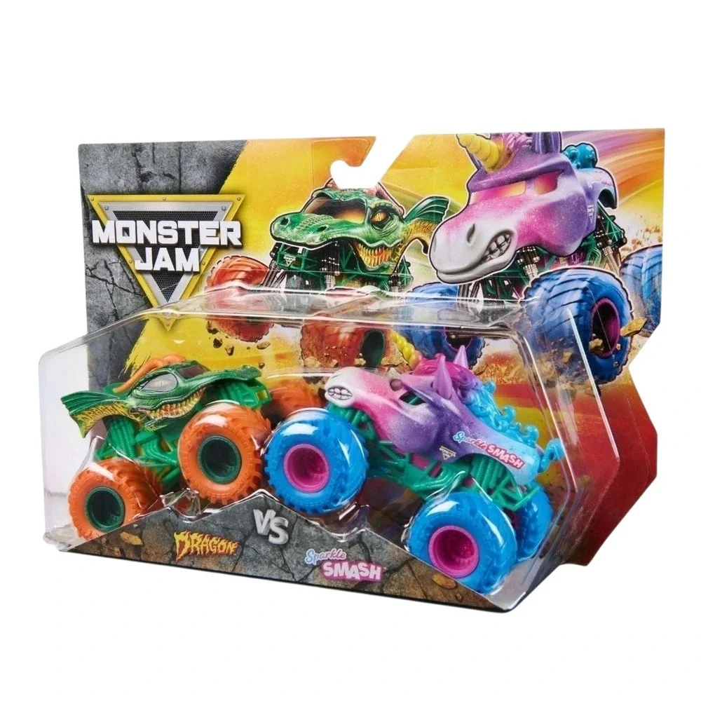 Monster Jam Dragon vs Sparkle Smash Kids 1:64 Multi New Series 33 2-Pack